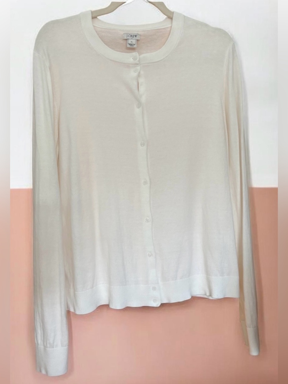 J. Crew Women's Off White Button-Up Cardigan Sweater 100% Cotton Size XL